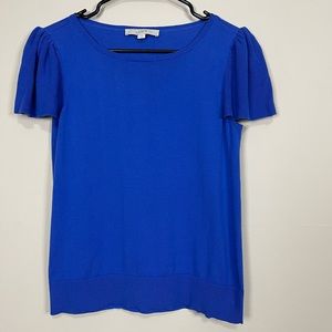 LOFT blue flutter sleeve knit top medium